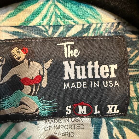 The Nutter Shirt Mens Medium Blue Short Sleeve Button Down Beachy Palm Hawaiian - Picture 5 of 7